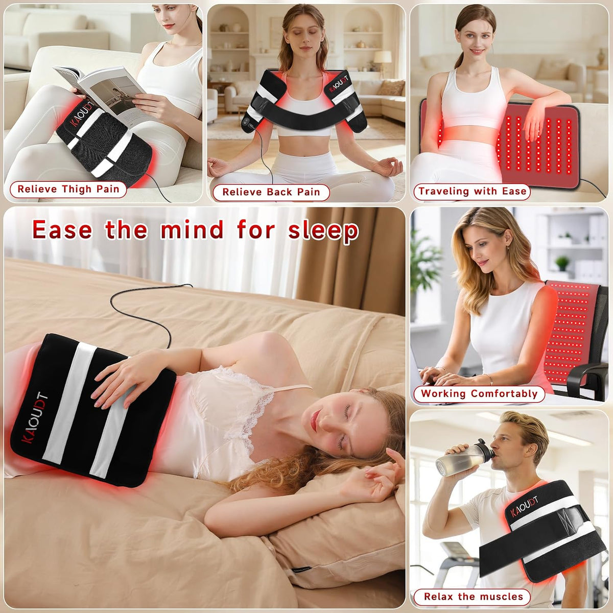 Red Light Therapy Mat for Body, 24" X 12" FSA Eligible HSA Red Light Therapy Pad for Back Pain, 660Nm & 850Nm Infrared Light Belt for Joint/Muscle, Medical-Grade TPU Light Wrap with Timer(Black)