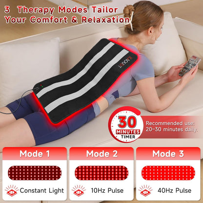 Red Light Therapy Mat for Body, 24" X 12" FSA Eligible HSA Red Light Therapy Pad for Back Pain, 660Nm & 850Nm Infrared Light Belt for Joint/Muscle, Medical-Grade TPU Light Wrap with Timer(Black)