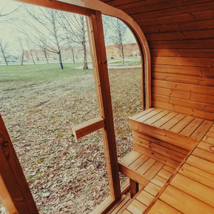 Premium 4-Person Outdoor Scandinavian ThermoWood® Cube Sauna Kit With LED Lighting [MW16] (SAK25470)