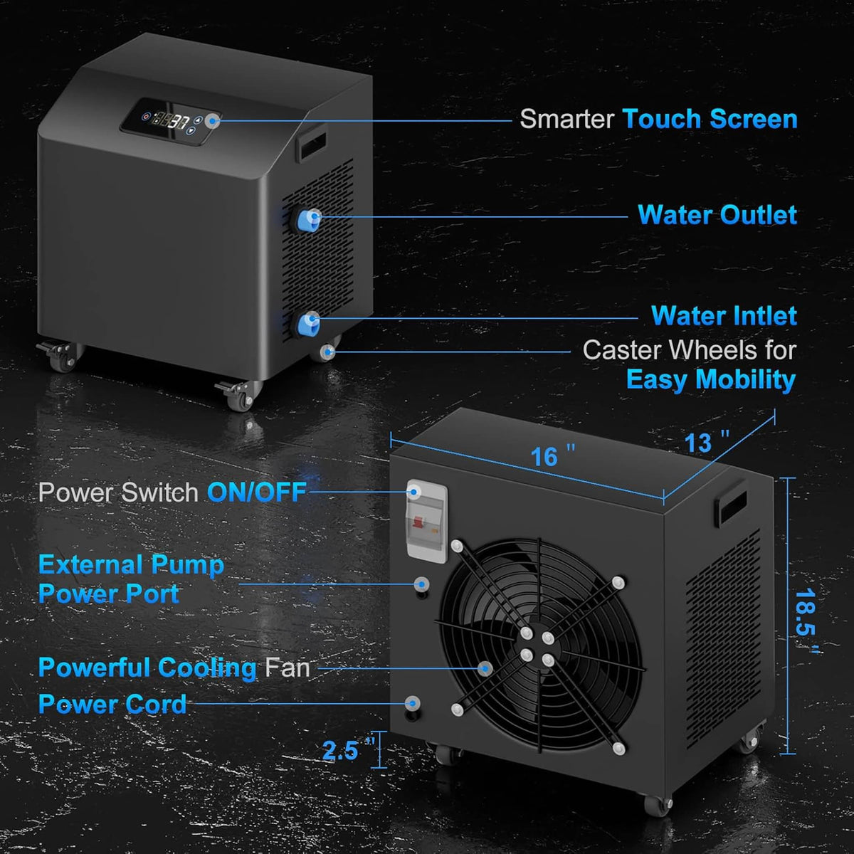 Premium XL 120 Gal Cold Plunge Tub Kit With 1HP Chiller, Filter, And Pump (SAK92632)