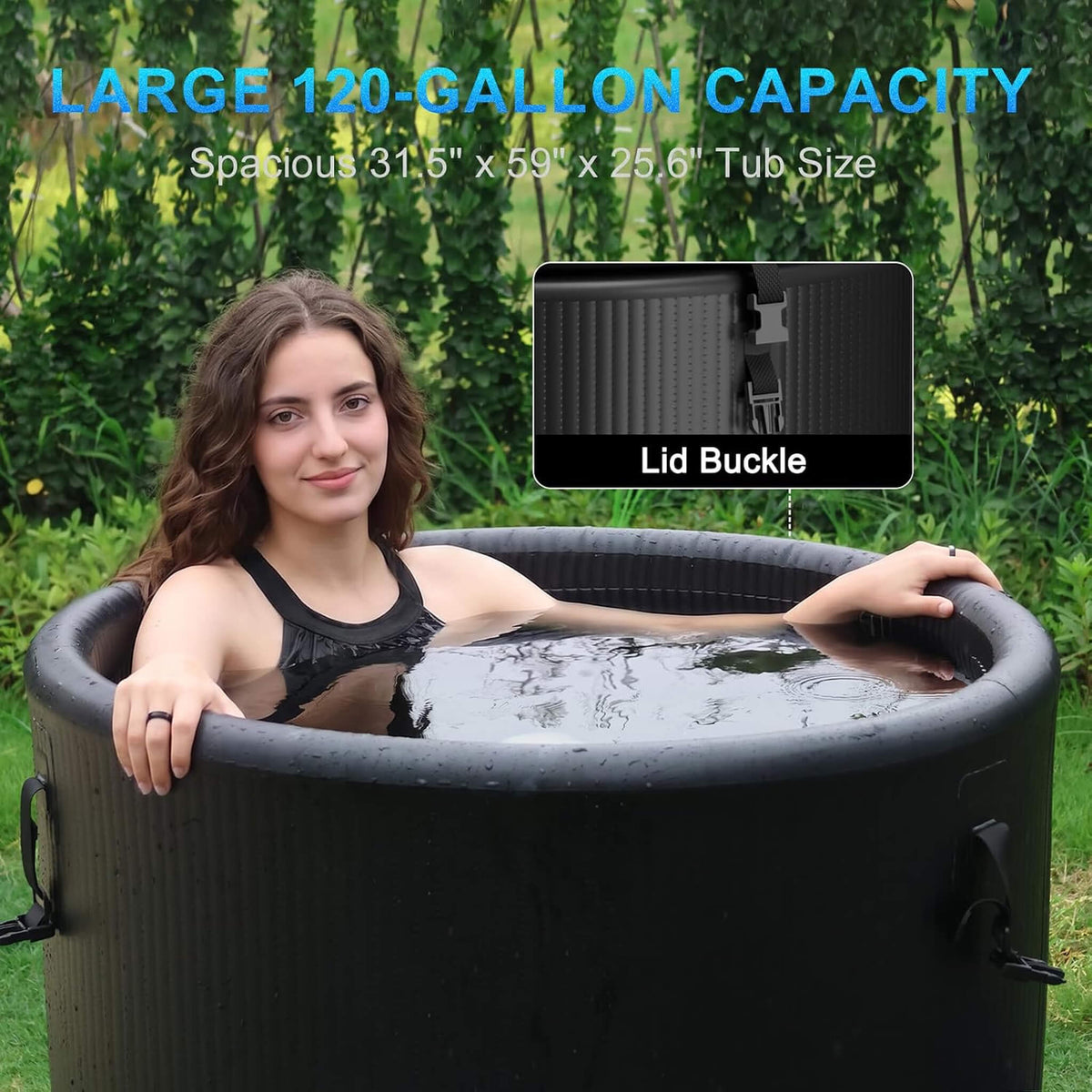 Premium XL 120 Gal Cold Plunge Tub Kit With 1HP Chiller, Filter, And Pump (SAK92632)